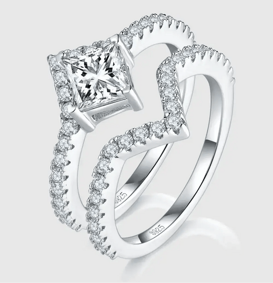 1 Carat Moissanite 925 Sterling Silver Double Layered Ring - Adorer Les Bijoux